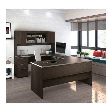 Bestar Bestar U-Shaped Desk - Dark Chocolate - Ridgeley Series 52414-79